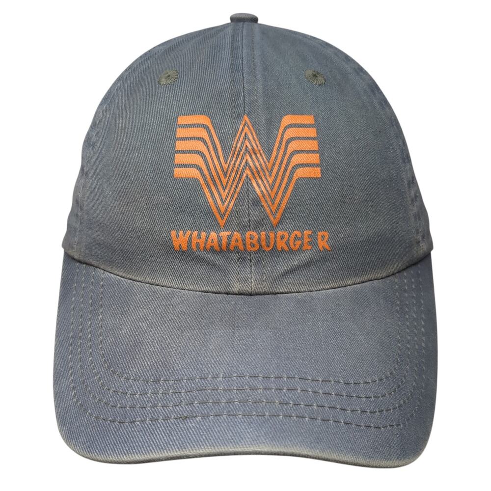 Whataburger Slideback Baseball Cap Blue One Size Adjustable 6 Panel Three In